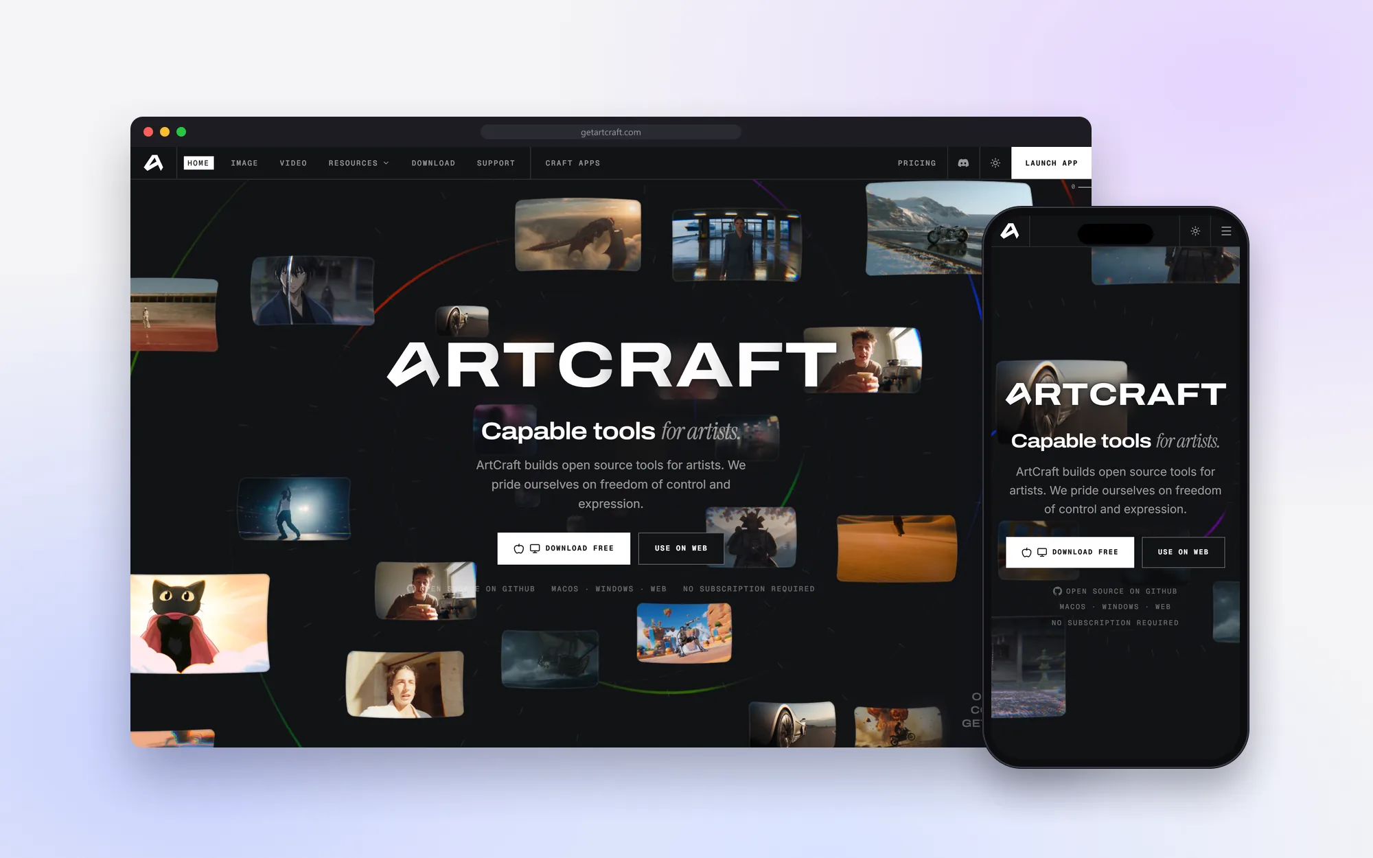 Mockup von der Seite ArtCraft