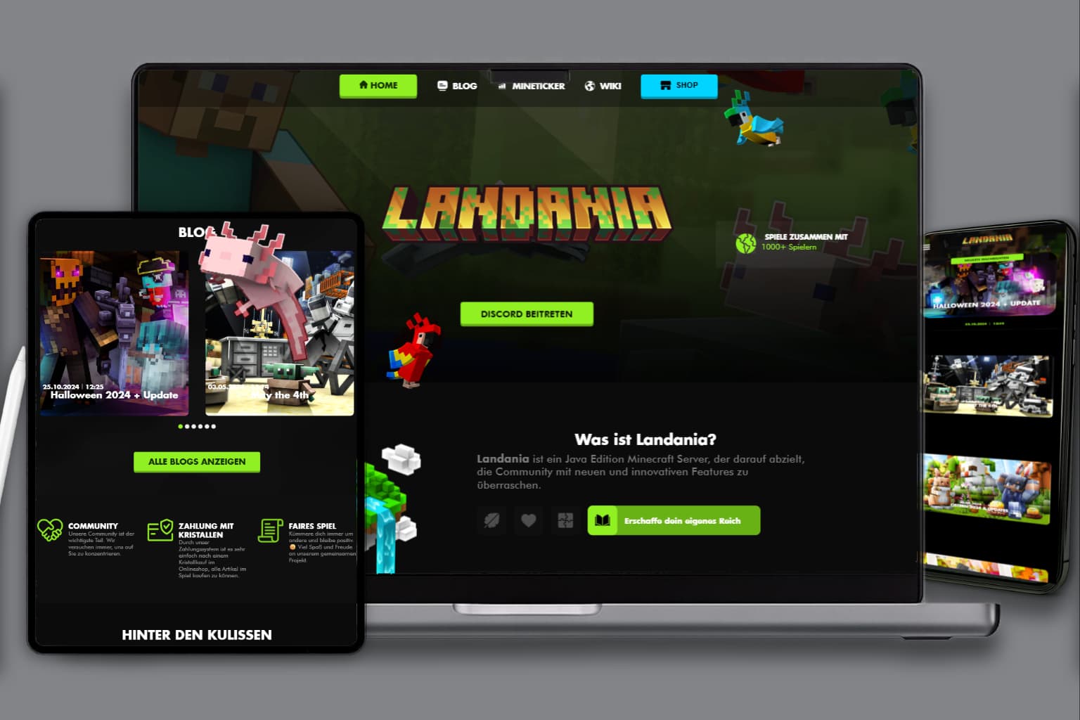 Mockup von der Seite Landania.net